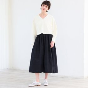 【リズム/R-ISM】の【洗える】ニット*タフタコンビワンピース 大人の最旬トレンドファッション＆コーディネート founy(ファウニー) ファッション Fashion レディースファッション Fashion for Women ワンピース Dresses エレガント 上品 Elegant 洗える Machine Washable カットソー Cut and Sewn Top コンパクト Compact, Small Size サンダル Sandals, Summer Shoes シンプル Simple, Minimal ジョーゼット Georgette, Semi-Sheer Fabric ストレッチ Stretch, Stretchy Fabric タフタ Taffeta, Structured Fabric ドッキング Docking, Mixed Material バランス Balance, Style Balance フィット Fit, Slim Fit フェミニン Feminine, Girly ブルゾン Blouson, Bomber Jacket ポケット Pocket, Pocket Detail おすすめ Recommended / Our Picks |ID:prp329100004974333