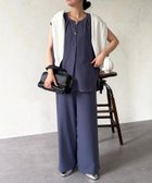 【シェトワ/Chez toi】の【セットアイテム】キーネックシャツ×イージーパンツ 大人の最旬トレンドファッション＆コーディネート founy(ファウニー) ファッション Fashion レディースファッション Fashion for Women パンツ Pants & Trousers カーディガン Cardigan, Knitwear セットアップ Set-Up, Coordinated Outfit チュニック Tunic, Long Top デニム Denim, Jeans Material 長袖 Long Sleeve, Full Sleeve ワイド Wide, Wide Fit 再入荷 Restock / Back in Stock おすすめ Recommended / Our Picks エレガント 上品 Elegant thumbnail ブルー|ID: prp329100004974353 ipo3291000000037293454
