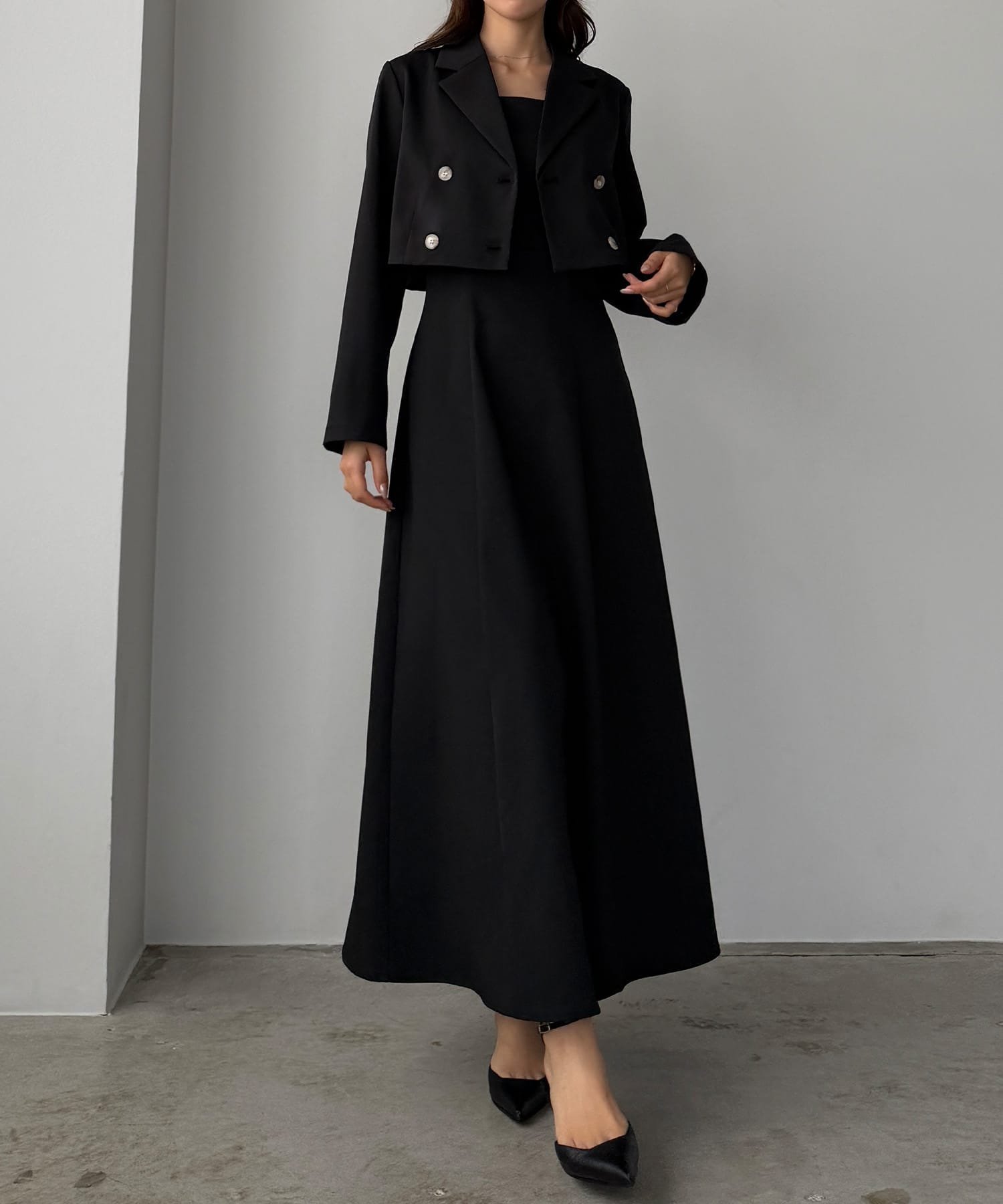 【ジュノア/JUNOAH】のLouere バックスリットショートジャケットsetキャミフレアワンピース インテリア・キッズ・メンズ・レディースファッション・服の通販 founy(ファウニー) 　ファッション　Fashion　レディースファッション　Fashion for Women　アウター　Coat / Outerwear Collection　レディースジャケット・軽アウター　Jackets　ジャケット　Jacket, Outerwear　ブラック|ID: prp329100004974356 ipo3291000000037293465