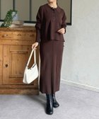 【ゼヴォン/Thevon】の襟付きニットスカート/セットアップ 大人の最旬トレンドファッション＆コーディネート founy(ファウニー) ファッション Fashion レディースファッション Fashion for Women セットアップ Matching Sets スカート・ミニ/ミディ/マキシ Skirts / Mini, Midi & Maxi Skirts ショート Short, Short Length セットアップ Set-Up, Coordinated Outfit トレンド Trend, Trending Now ネックレス Necklace, Pendant Necklace パール Pearl, Pearl Accent フェミニン Feminine, Girly フレア Flare, Flared リラックス Relax, Relaxed Fit 再入荷 Restock / Back in Stock おすすめ Recommended / Our Picks エレガント 上品 Elegant 2026年 2026 2026春夏・S/S Spring/Summer 2026 SS26 thumbnail ブラウン|ID: prp329100004974358 ipo3291000000037293477