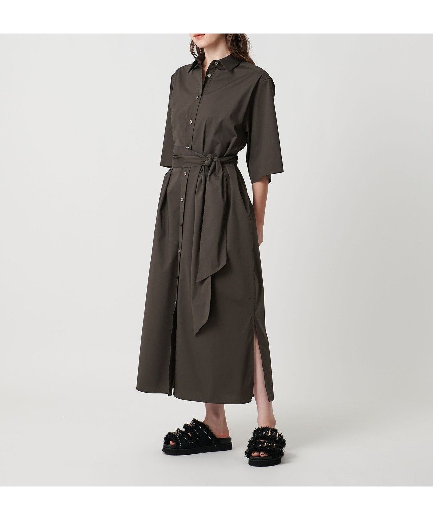 【ユナイテッドアローズ/UNITED ARROWS】のノットリボン シャツ ワンピース ウォッシャブル インテリア・キッズ・メンズ・レディースファッション・服の通販 founy(ファウニー) 　ファッション　Fashion　レディースファッション　Fashion for Women　ワンピース　Dresses　シャツワンピース / 1枚で着映えコーデ　Shirt Dresses　ウォッシャブル　Machine Washable　なめらか　Smooth, Silky Texture　ブロード　Broadcloth, Fine Cotton　ベスト　Vest, Waistcoat　ボックス　Boxy, Box Shape　リボン　Ribbon, Bow　リラックス　Relax, Relaxed Fit　アウトレット　Outlet / Clearance　おすすめ　Recommended / Our Picks　エレガント 上品　Elegant　DK.BROWN|ID: prp329100004974359 ipo3291000000037293480