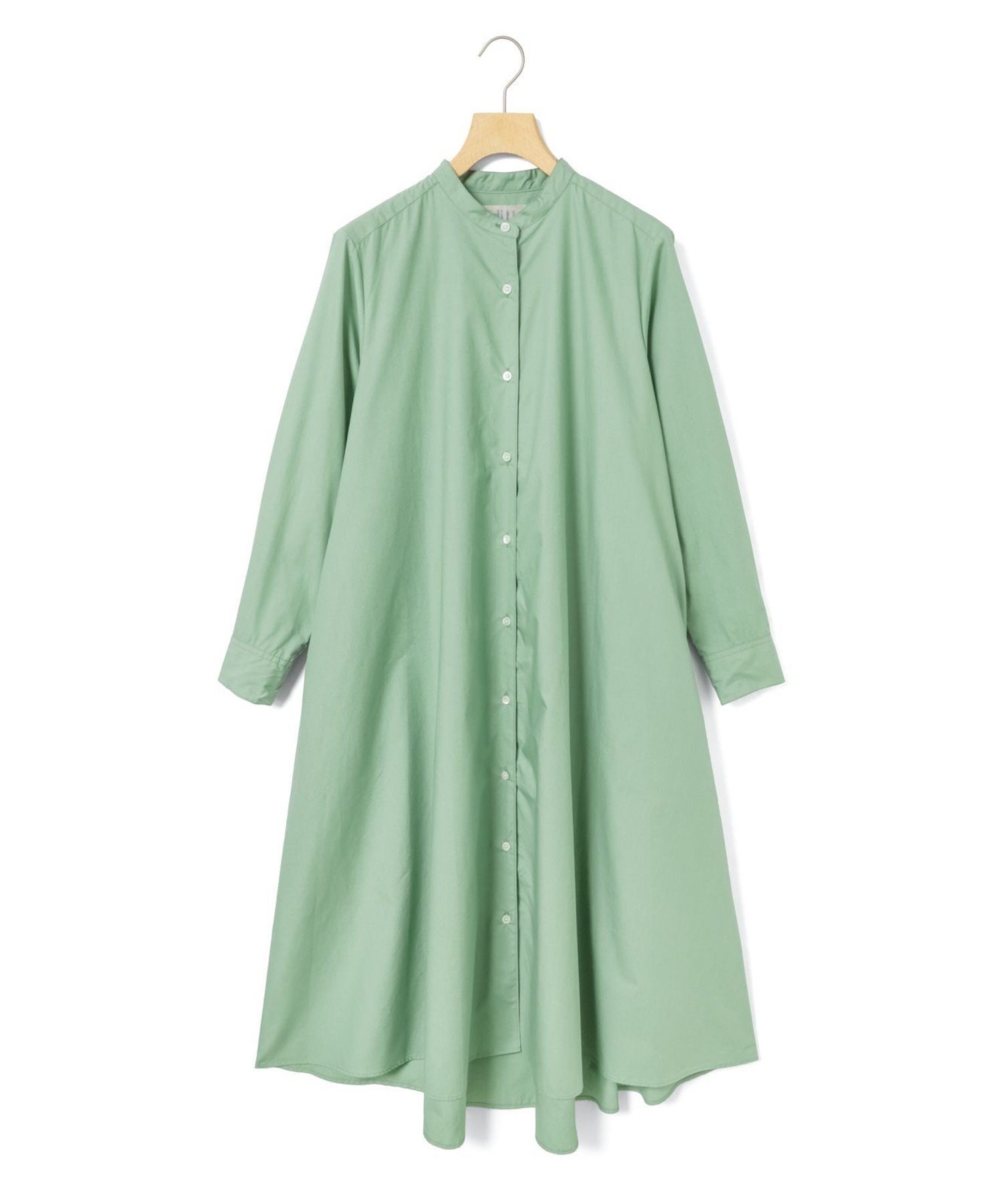 【マーコート/MARcourt】のMidiUmi Aラインバンドカラーシャツワンピース インテリア・キッズ・メンズ・レディースファッション・服の通販 founy(ファウニー) 　ファッション　Fashion　レディースファッション　Fashion for Women　ワンピース　Dresses　シャツワンピース / 1枚で着映えコーデ　Shirt Dresses　シンプル　Simple, Minimal　スニーカー　Sneakers, Trainers　タイプライター　Typewriter Fabric, Crisp Cotton　フロント　Front, Front Design　ポケット　Pocket, Pocket Detail　ロング　Long, Long-Length　今季　This Season, Current Season　再入荷　Restock / Back in Stock　定番　Standard, Basic Item　無地　Plain, Solid Color　長袖　Long Sleeve, Full Sleeve　グリーン|ID: prp329100004974369 ipo3291000000037293518