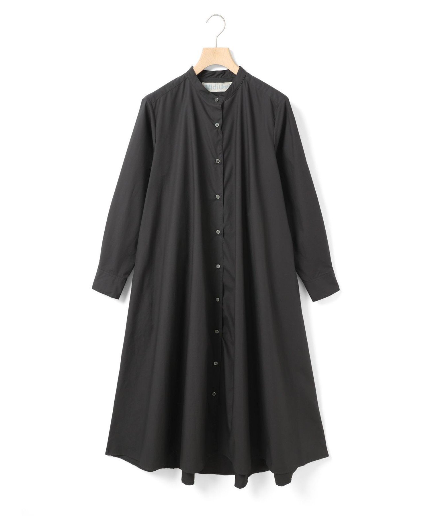 【マーコート/MARcourt】のMidiUmi Aラインバンドカラーシャツワンピース インテリア・キッズ・メンズ・レディースファッション・服の通販 founy(ファウニー) 　ファッション　Fashion　レディースファッション　Fashion for Women　ワンピース　Dresses　シャツワンピース / 1枚で着映えコーデ　Shirt Dresses　シンプル　Simple, Minimal　スニーカー　Sneakers, Trainers　タイプライター　Typewriter Fabric, Crisp Cotton　フロント　Front, Front Design　ポケット　Pocket, Pocket Detail　ロング　Long, Long-Length　今季　This Season, Current Season　再入荷　Restock / Back in Stock　定番　Standard, Basic Item　無地　Plain, Solid Color　長袖　Long Sleeve, Full Sleeve　ブラック|ID: prp329100004974369 ipo3291000000037293519