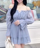 【イング/INGNI】のチュールオフショルミニワンピ ブルーグレー|ID: prp329100004974400 ipo3291000000037293626