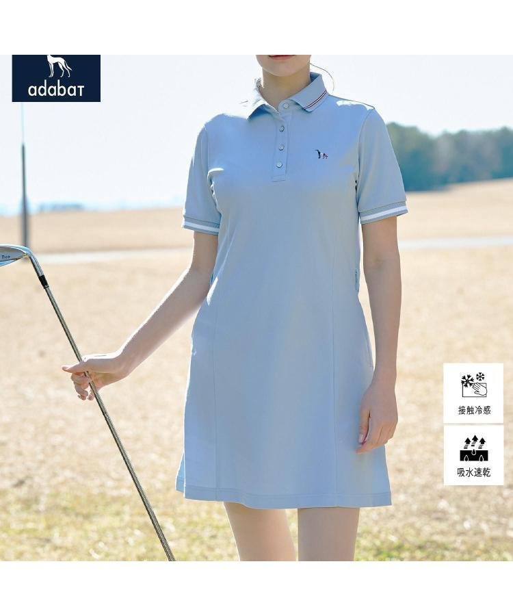 【アダバット/adabat】の【ADABAT NAVY】吸水速乾/接触冷感 カノコポロえりワンピース インテリア・キッズ・メンズ・レディースファッション・服の通販 founy(ファウニー) 　ファッション　Fashion　レディースファッション　Fashion for Women　ワンピース　Dresses　コレクション　Collection, Seasonal Line　吸水　Absorbent, Quick-Dry　ストレッチ　Stretch, Stretchy Fabric　スマート　Smart, Elegant　ポケット　Pocket, Pocket Detail　エレガント 上品　Elegant　ゴルフ　Golf　サックスブルー|ID: prp329100004974445 ipo3291000000037293772