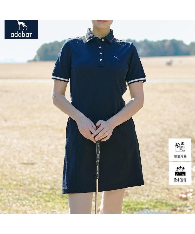 【アダバット/adabat】の【ADABAT NAVY】吸水速乾/接触冷感 カノコポロえりワンピース インテリア・キッズ・メンズ・レディースファッション・服の通販 founy(ファウニー) 　ファッション　Fashion　レディースファッション　Fashion for Women　ワンピース　Dresses　コレクション　Collection, Seasonal Line　吸水　Absorbent, Quick-Dry　ストレッチ　Stretch, Stretchy Fabric　スマート　Smart, Elegant　ポケット　Pocket, Pocket Detail　エレガント 上品　Elegant　ゴルフ　Golf　ネイビー|ID: prp329100004974445 ipo3291000000037293773