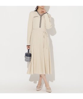【ウィルセレクション/WILLSELECTION】のバイカラープリーツニットワンピース 大人の最旬トレンドファッション＆コーディネート founy(ファウニー) ファッション Fashion レディースファッション Fashion for Women ワンピース Dresses ニットワンピース Knit Dresses デコルテ Décolleté, Neckline プリーツ Pleats, Pleated リボン Ribbon, Bow エレガント 上品 Elegant |ID:prp329100004974448