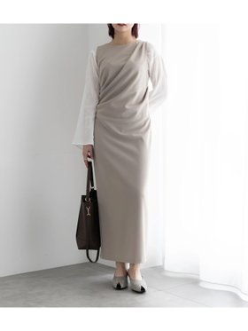 【テチチ/Te chichi】のドレープ I ラインワンピース【AOYAMA FASHION ASSOCIATION * Te chichi】 大人の最旬トレンドファッション＆コーディネート founy(ファウニー) ファッション Fashion レディースファッション Fashion for Women ワンピース Dresses インナー Innerwear コンパクト Compact, Small Size トレンド Trend, Trending Now ドレープ Drape, Draping Fabric ノースリーブ Sleeveless, No-Sleeve バランス Balance, Style Balance フレア Flare, Flared ロング Long, Long-Length エレガント 上品 Elegant 夏 Summer |ID:prp329100004974463