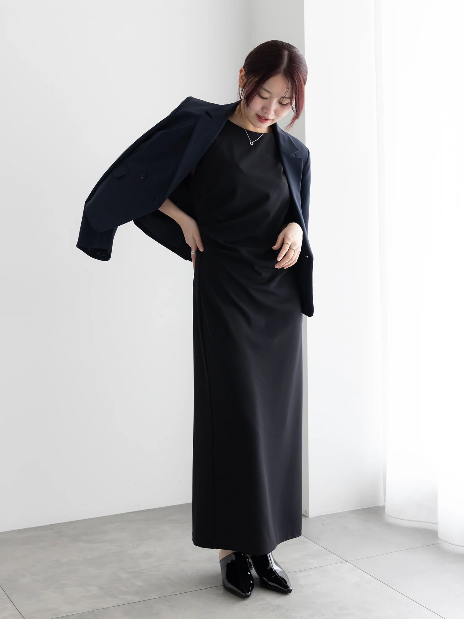 【テチチ/Te chichi】のドレープ I ラインワンピース【AOYAMA FASHION ASSOCIATION * Te chichi】 インテリア・キッズ・メンズ・レディースファッション・服の通販 founy(ファウニー) 　ファッション　Fashion　レディースファッション　Fashion for Women　ワンピース　Dresses　インナー　Innerwear　コンパクト　Compact, Small Size　トレンド　Trend, Trending Now　ドレープ　Drape, Draping Fabric　ノースリーブ　Sleeveless, No-Sleeve　バランス　Balance, Style Balance　フレア　Flare, Flared　ロング　Long, Long-Length　エレガント 上品　Elegant　夏　Summer　ブラック|ID: prp329100004974463 ipo3291000000037293831