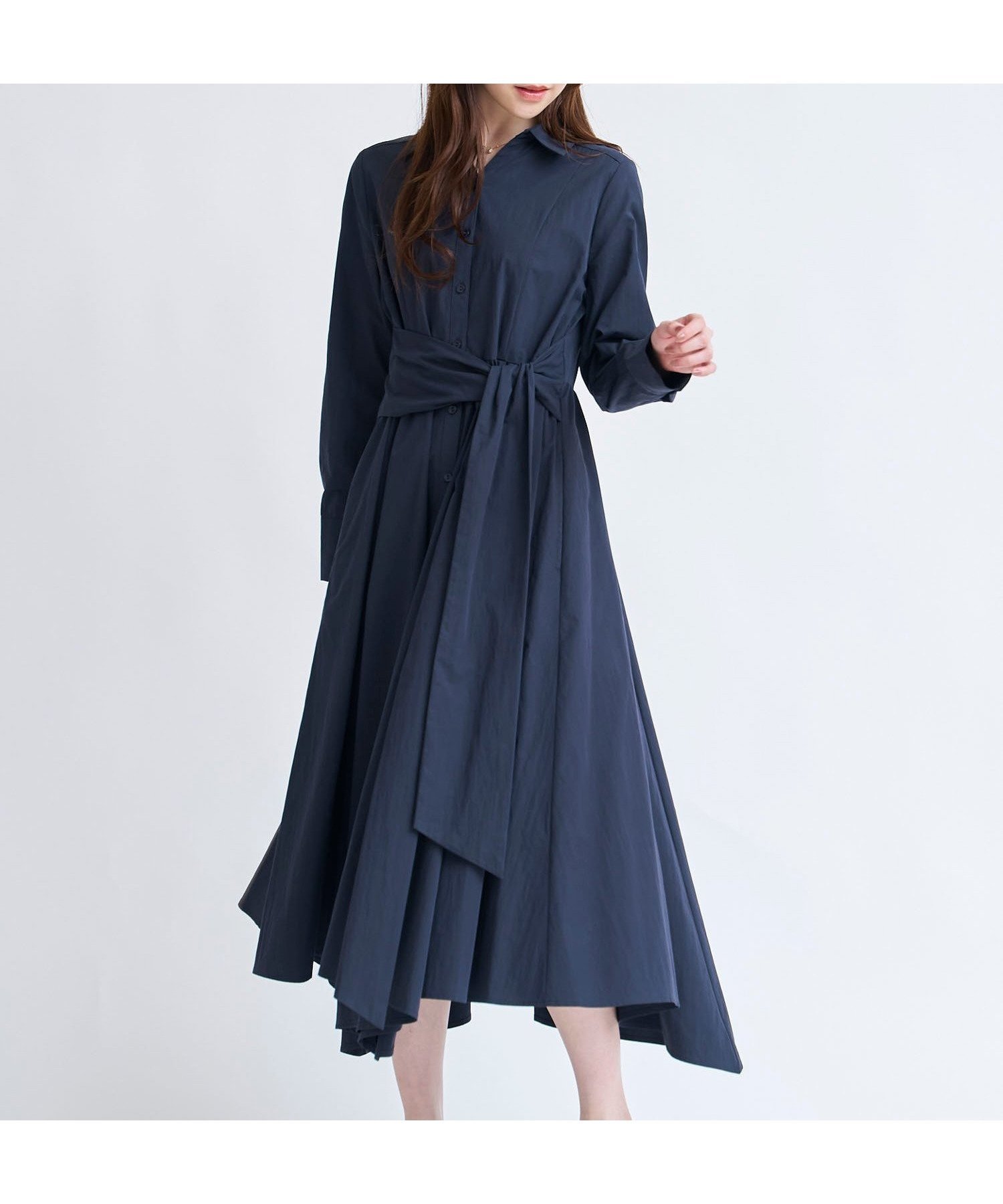 【ノエラ/Noela】のタイプライターシャツワンピース インテリア・キッズ・メンズ・レディースファッション・服の通販 founy(ファウニー) 　ファッション　Fashion　レディースファッション　Fashion for Women　ワンピース　Dresses　シャツワンピース / 1枚で着映えコーデ　Shirt Dresses　タイプライター　Typewriter Fabric, Crisp Cotton　ポケット　Pocket, Pocket Detail　リボン　Ribbon, Bow　エレガント 上品　Elegant　ネイビー|ID: prp329100004974476 ipo3291000000037293881