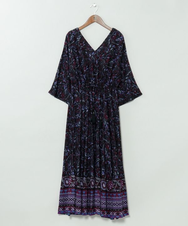 【アミナコレクション/Amina Collection】の【チャイハネ】アシューナワンピース インテリア・キッズ・メンズ・レディースファッション・服の通販 founy(ファウニー) 　ファッション　Fashion　レディースファッション　Fashion for Women　ワンピース　Dresses　インド　Indian Textile　エレガント 上品　Elegant　ペイズリー　Paisley, Ethnic Pattern　ボーダー　Border, Stripe　リゾート　Resort, Vacation Style　ブラック|ID: prp329100004974497 ipo3291000000037293951