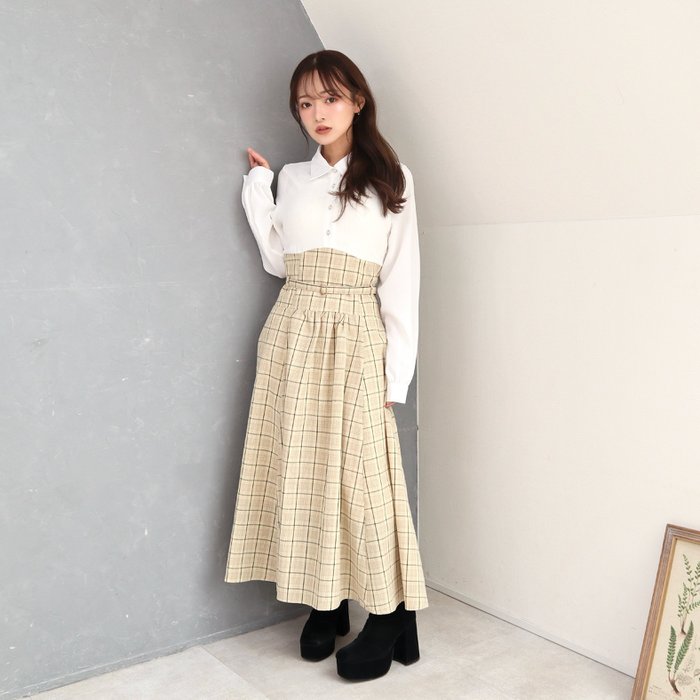 【セシルマクビー/CECIL McBEE】のシャツxチェックコルセットドッキングワンピース インテリア・キッズ・メンズ・レディースファッション・服の通販 founy(ファウニー) https://founy.com/ ファッション Fashion レディースファッション Fashion for Women ワンピース Dresses おすすめ Recommended / Our Picks カーディガン Cardigan, Knitwear チェック Check, Plaid, Tartan ドッキング Docking, Mixed Material フェミニン Feminine, Girly フレア Flare, Flared エレガント 上品 Elegant 夏 Summer 春 Spring |ID: prp329100004974512 ipo3291000000037294002
