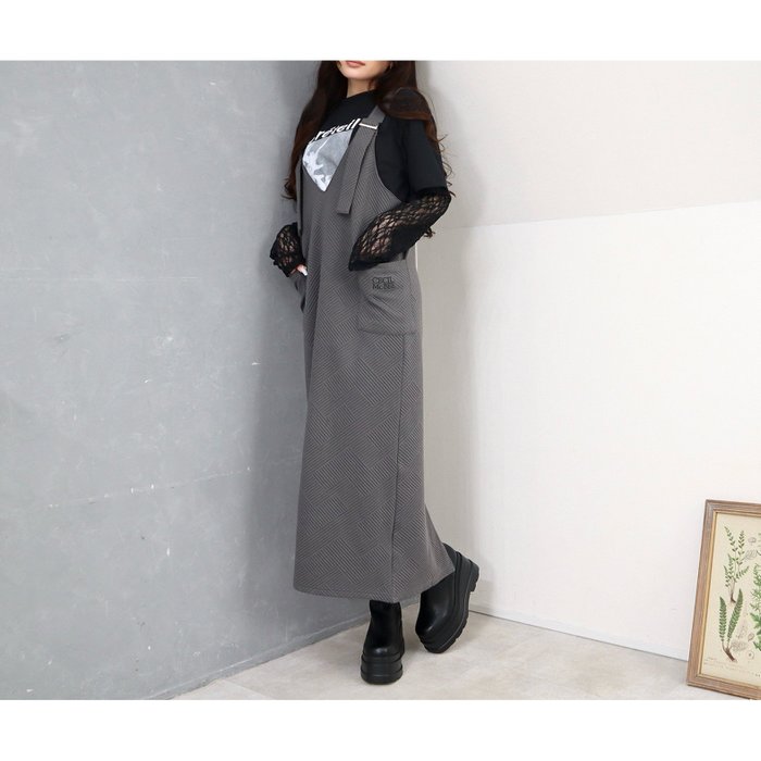 【セシルマクビー/CECIL McBEE】の斜めストライプ柄ふくれジャガード刺繍ロゴジャンスカ インテリア・キッズ・メンズ・レディースファッション・服の通販 founy(ファウニー) https://founy.com/ ファッション Fashion レディースファッション Fashion for Women ストライプ Stripe, Striped Pattern トレンド Trend, Trending Now ポケット Pocket, Pocket Detail ワンポイント One Point, Statement Accent |ID: prp329100004974515 ipo3291000000037294013
