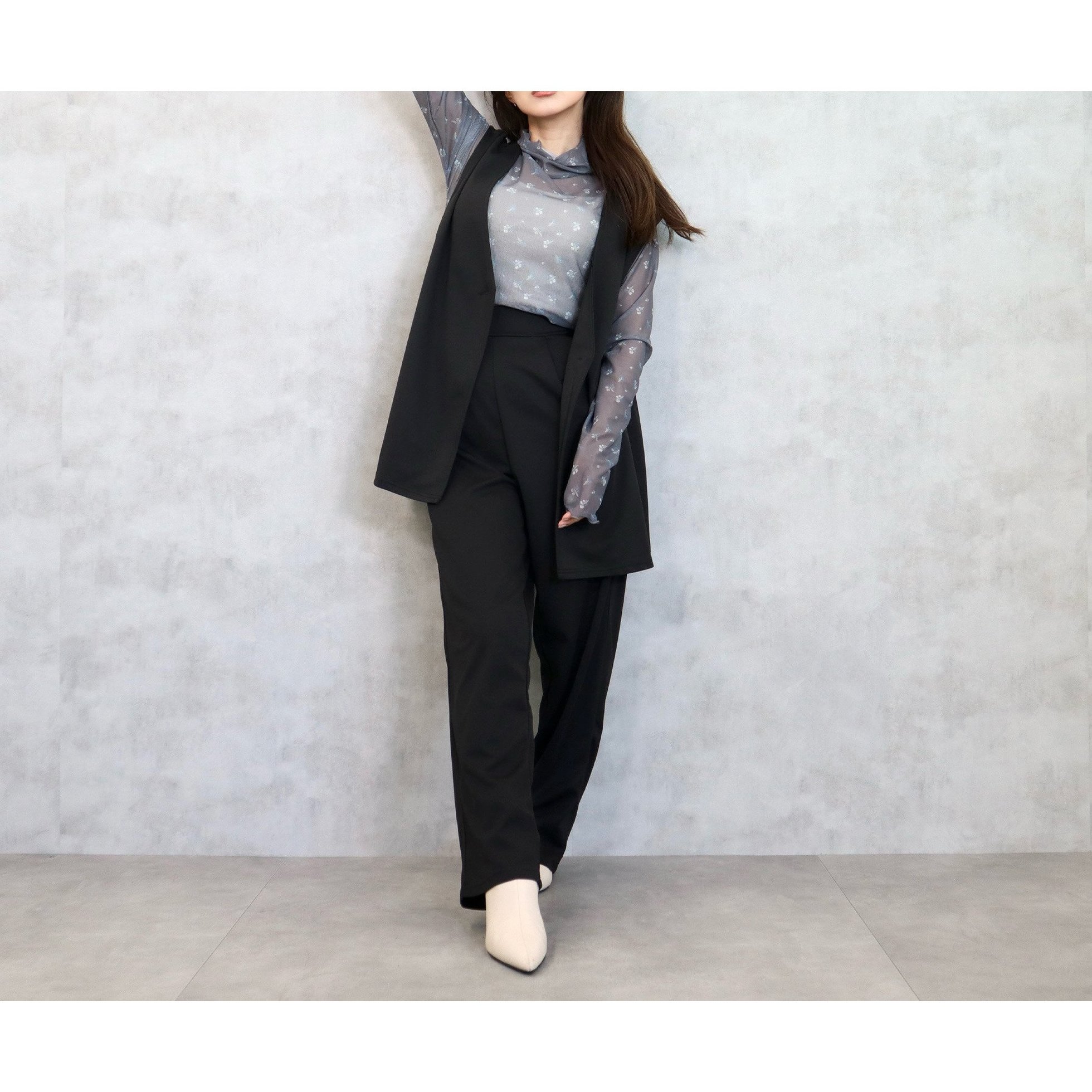 【セシルマクビー/CECIL McBEE】のカットツイルベストxパンツ セットアップ インテリア・キッズ・メンズ・レディースファッション・服の通販 founy(ファウニー) 　ファッション　Fashion　レディースファッション　Fashion for Women　アウター　Coat / Outerwear Collection　セットアップ　Matching Sets　レディースパンツ・ボトムス　Pants & Trousers / Bottoms　セットアップ　Set-Up, Coordinated Outfit　フレア　Flare, Flared　エレガント 上品　Elegant　切替　Switching, Contrast Panel　ブラック|ID: prp329100004974516 ipo3291000000037294017