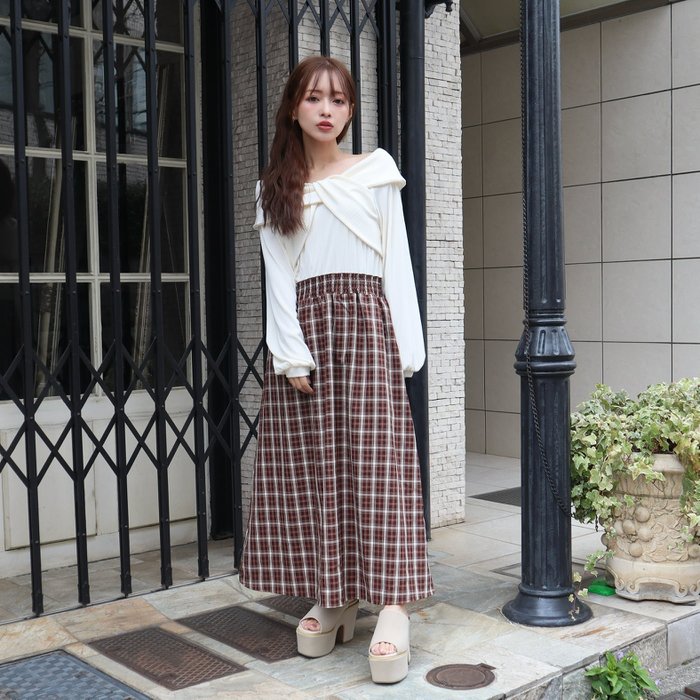 【セシルマクビー/CECIL McBEE】のリブツイストチェックドッキングワンピース インテリア・キッズ・メンズ・レディースファッション・服の通販 founy(ファウニー) https://founy.com/ ファッション Fashion レディースファッション Fashion for Women ワンピース Dresses チェック Check, Plaid, Tartan ツイスト Tweed, Tweed Fabric デコルテ Décolleté, Neckline |ID: prp329100004974518 ipo3291000000037294022