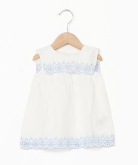 【ギャップ/GAP / KIDS】のSL EYELET SAILOR DRESS 大人の最旬トレンドファッション＆コーディネート founy(ファウニー) ファッション Fashion キッズファッション Fashion for Kids ワンピース Dresses アイレット Eyelet Lace ギャザー Gathered, Ruffled シャーリング Shirring, Ruched スカラップ Scallop, Scalloped Edge ノースリーブ Sleeveless, No-Sleeve ベビー Baby, Babywear |ID:prp329100004974745