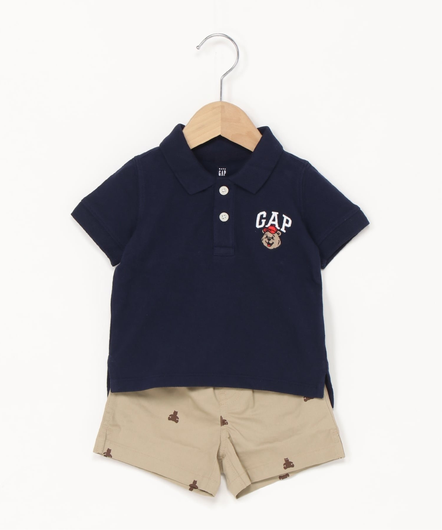 【ギャップ/GAP / KIDS】のIE LOGO BEAR POLO X SHORT SET インテリア・キッズ・メンズ・レディースファッション・服の通販 founy(ファウニー) 　ファッション　Fashion　キッズファッション　Fashion for Kids　ショート　Short, Short Length　ストレート　Straight, Straight Cut　ツイル　Twist, Twisted Detail　ドローストリング　Drawstring, Pull Cord　フロント　Front, Front Design　プリント　Print, Printed Pattern　ポロシャツ　Polo Shirt, Collared Tee　半袖　Short Sleeve, Half Sleeve　NAVY_UNIFORM|ID: prp329100004974757 ipo3291000000037295211