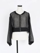 【ヴァン/Vin】のシアーメッシュショートジャケット 大人の最旬トレンドファッション＆コーディネート founy(ファウニー) ファッション Fashion レディースファッション Fashion for Women アウター Coat / Outerwear Collection レディースジャケット・軽アウター Jackets インナー Innerwear コンパクト Compact, Small Size スポーティ Sporty, Casual Athletic スリーブ Sleeve, Long Sleeve / Short Sleeve トリミング Trimming, Decorative Edge バランス Balance, Style Balance メッシュ Mesh, Net Fabric 羽織 Haori, Light Jacket thumbnail ブラック|ID: prp329100004974907 ipo3291000000037295756