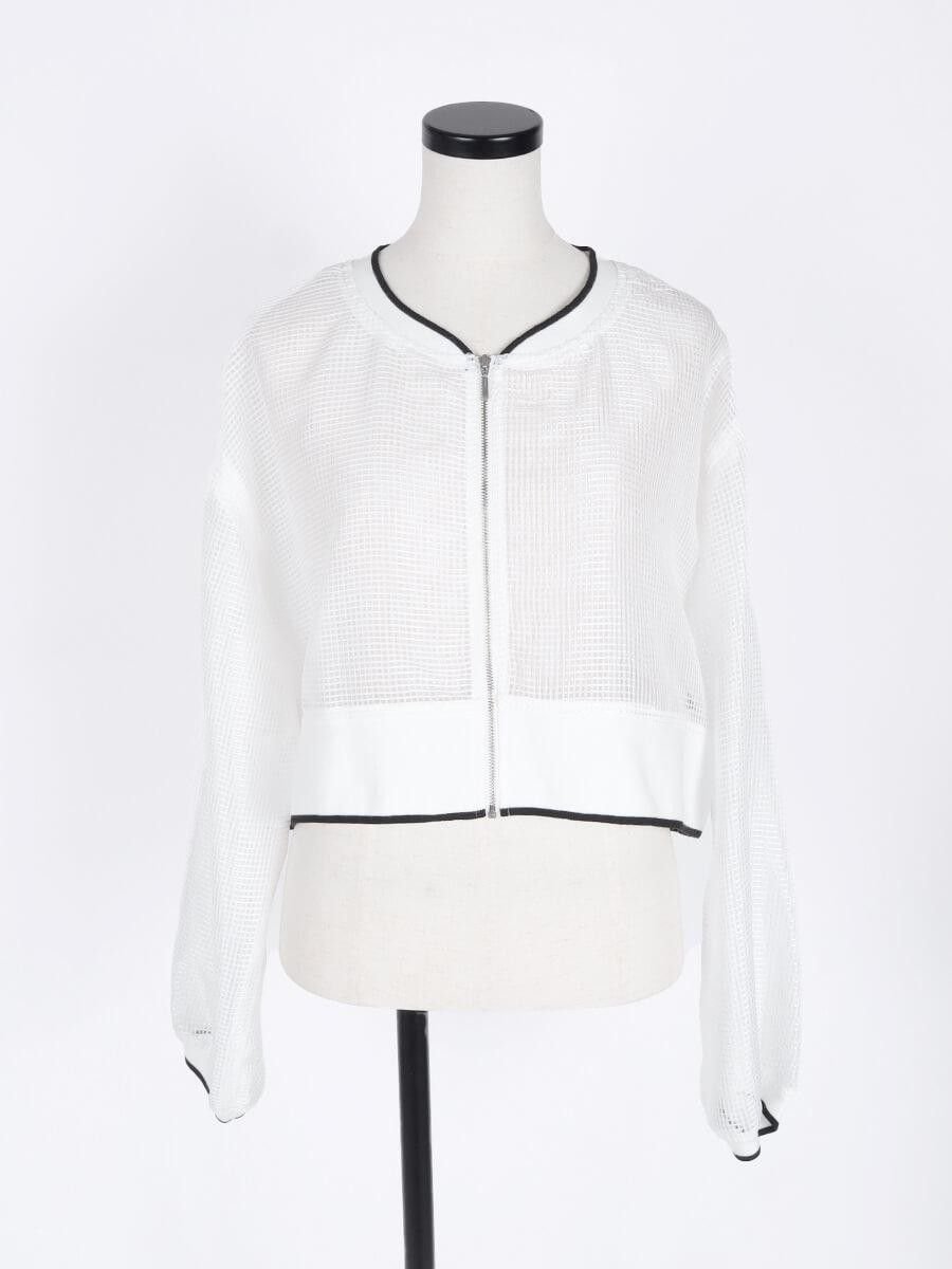 【ヴァン/Vin】のシアーメッシュショートジャケット インテリア・キッズ・メンズ・レディースファッション・服の通販 founy(ファウニー) 　ファッション　Fashion　レディースファッション　Fashion for Women　アウター　Coat / Outerwear Collection　レディースジャケット・軽アウター　Jackets　インナー　Innerwear　コンパクト　Compact, Small Size　スポーティ　Sporty, Casual Athletic　スリーブ　Sleeve, Long Sleeve / Short Sleeve　トリミング　Trimming, Decorative Edge　バランス　Balance, Style Balance　メッシュ　Mesh, Net Fabric　羽織　Haori, Light Jacket　ホワイト|ID: prp329100004974907 ipo3291000000037295757