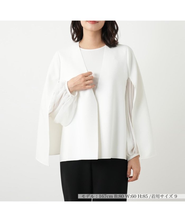 【レリアン/LEILIAN】の異素材ケープストレッチジャケット インテリア・キッズ・メンズ・レディースファッション・服の通販 founy(ファウニー) https://founy.com/ ファッション Fashion レディースファッション Fashion for Women アウター Coat / Outerwear Collection レディースジャケット・軽アウター Jackets エレガント 上品 Elegant ジャケット Jacket, Outerwear ストレッチ Stretch, Stretchy Fabric フォーマル Formal, Dressy フレア Flare, Flared ポケット Pocket, Pocket Detail 夏 Summer |ID: prp329100004974938 ipo3291000000037295884