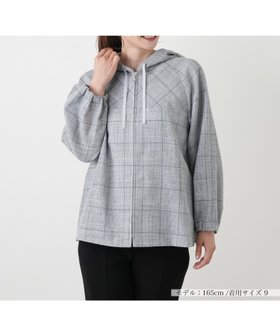 【レリアン/LEILIAN】のチェックフーデッドジャケット【ROCHAS Premiere】 大人の最旬トレンドファッション＆コーディネート founy(ファウニー) ファッション Fashion レディースファッション Fashion for Women アウター Coat / Outerwear Collection レディースジャケット・軽アウター Jackets ジップアップ Zip-Up, Full Zip チェック Check, Plaid, Tartan パーカー Hoodie, Parka フォルム Silhouette, Form ポケット Pocket, Pocket Detail リラックス Relax, Relaxed Fit 夏 Summer |ID:prp329100004974947