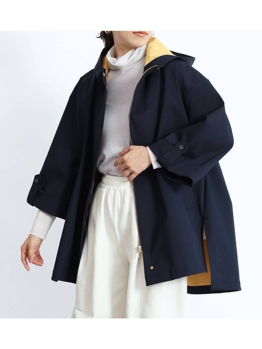 【ヴァン/Vin】のバイカラーオーバーコート インテリア・キッズ・メンズ・レディースファッション・服の通販 founy(ファウニー) 　ファッション　Fashion　レディースファッション　Fashion for Women　アウター　Coat / Outerwear Collection　コート・ロングコート・ピーコート　Long Coats, Peacoats & More　デニム　Denim, Jeans Material　トレンド　Trend, Trending Now　フェミニン　Feminine, Girly　ブロード　Broadcloth, Fine Cotton　ボンディング　Bonding, Bonded Fabric　春　Spring　ネイビー|ID: prp329100004974975 ipo3291000000037295990