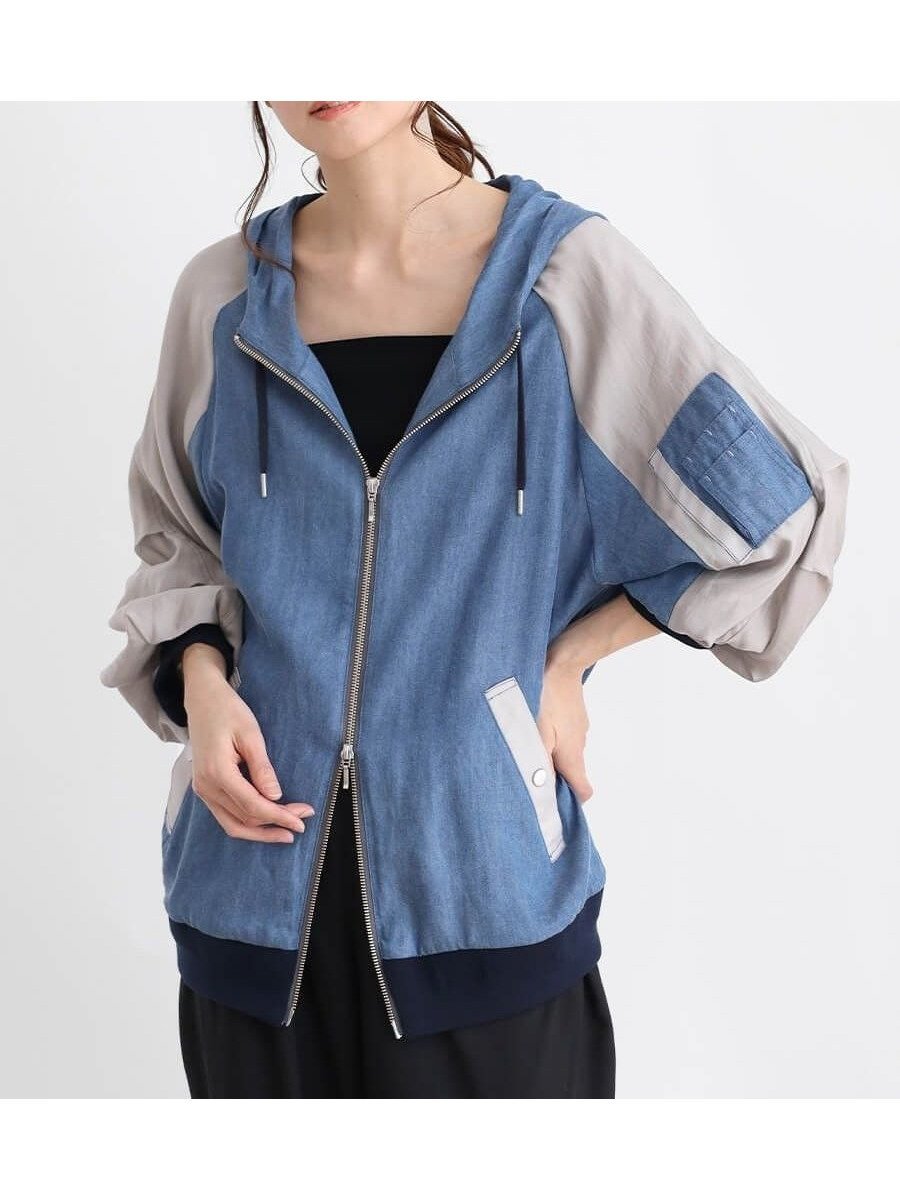 【ラシュッド/LASUD】のライトフードブルゾン インテリア・キッズ・メンズ・レディースファッション・服の通販 founy(ファウニー) 　ファッション　Fashion　レディースファッション　Fashion for Women　アウター　Coat / Outerwear Collection　ブルゾンジャケット・スポーティアウター　Blouson Jackets　おすすめ　Recommended / Our Picks　バランス　Balance, Style Balance　ブルゾン　Blouson, Bomber Jacket　ミドル　Middle Length, Mid Height　羽織　Haori, Light Jacket　ブルー|ID: prp329100004974995 ipo3291000000037296055