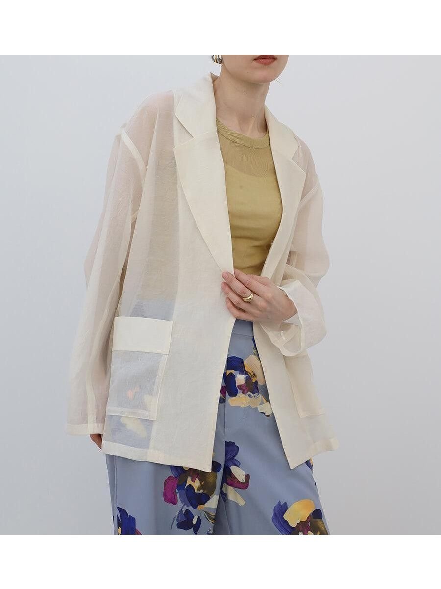 【ラシュッド/LASUD】のテーラードシアージャケット インテリア・キッズ・メンズ・レディースファッション・服の通販 founy(ファウニー) 　ファッション　Fashion　レディースファッション　Fashion for Women　アウター　Coat / Outerwear Collection　レディースジャケット・軽アウター　Jackets　インナー　Innerwear　シアー　Sheer, See-Through　エレガント 上品　Elegant　人気　Popular, Best Seller　アイボリー|ID: prp329100004974997 ipo3291000000037296063