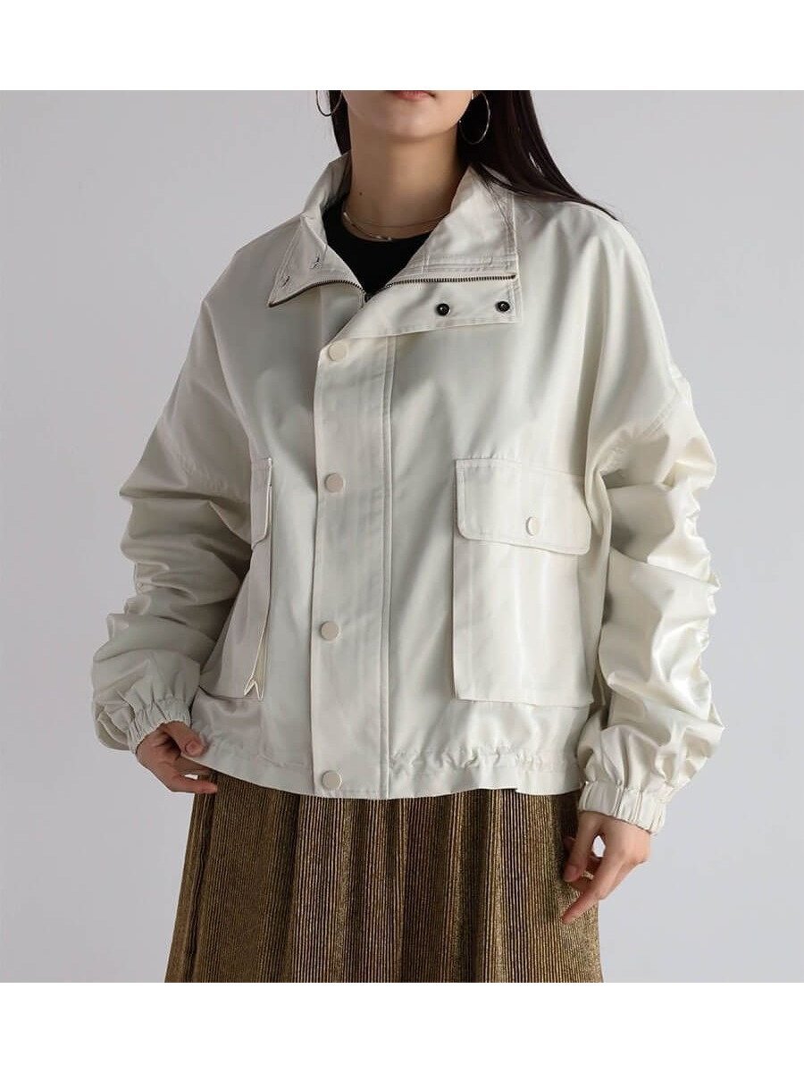【ラシュッド/LASUD】のギャザースリーブスタンドカラーブルゾン インテリア・キッズ・メンズ・レディースファッション・服の通販 founy(ファウニー) 　ファッション　Fashion　レディースファッション　Fashion for Women　アウター　Coat / Outerwear Collection　ブルゾンジャケット・スポーティアウター　Blouson Jackets　おすすめ　Recommended / Our Picks　ギャザー　Gathered, Ruffled　スタンド　Stand Collar, Upright Stand　ブルゾン　Blouson, Bomber Jacket　ベーシック　Basic, Essential　ポケット　Pocket, Pocket Detail　ワイド　Wide, Wide Fit　アイボリー|ID: prp329100004975010 ipo3291000000037296112