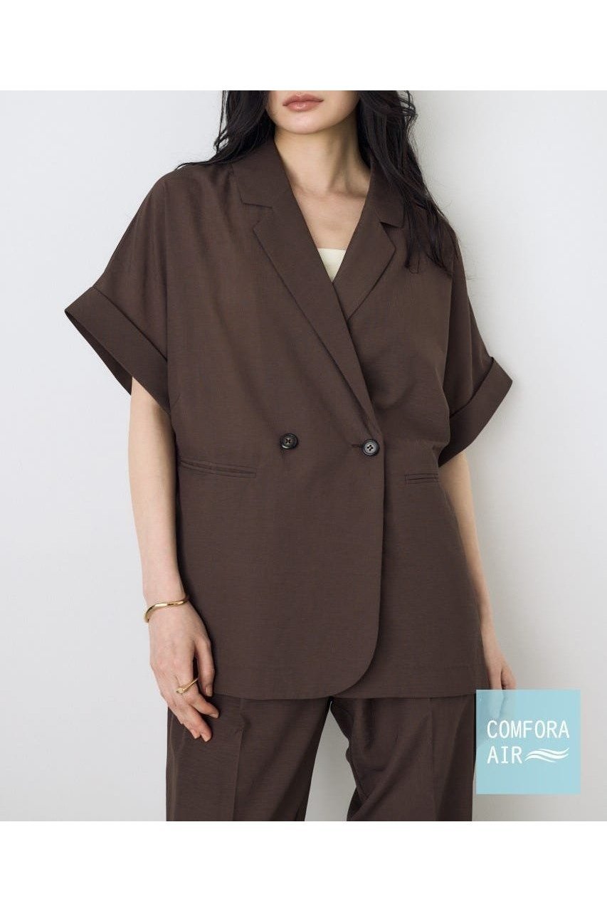 【アズール バイ マウジー/AZUL by moussy】のCOMFORA AIRハーフスリーブジャケット インテリア・キッズ・メンズ・レディースファッション・服の通販 founy(ファウニー) 　ファッション　Fashion　レディースファッション　Fashion for Women　アウター　Coat / Outerwear Collection　レディースジャケット・軽アウター　Jackets　インナー　Innerwear　春　Spring　カットソー　Cut and Sewn Top　ジャケット　Jacket, Outerwear　スリーブ　Sleeve, Long Sleeve / Short Sleeve　セットアップ　Set-Up, Coordinated Outfit　タンク　Tank Top, Sleeveless Top　デニム　Denim, Jeans Material　ハーフ　Half, Half-Length　ボトム　Bottoms, Lower Wear　ワイド　Wide, Wide Fit　S/S・春夏　SS, Spring/Summer, Warm Season　おすすめ　Recommended / Our Picks　夏　Summer　BRN|ID: prp329100004975016 ipo3291000000037296134