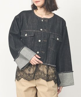 【アバハウスマヴィ/abahouse mavie】の【EDWIN】ロールアップデニムジャケット/春服/Gジャン/ノーカラー/ショート 大人の最旬トレンドファッション＆コーディネート founy(ファウニー) ファッション Fashion レディースファッション Fashion for Women アウター Coat / Outerwear Collection レディースジャケット・軽アウター Jackets デニムジャケット / カジュアルアウター Denim Jackets 春 Spring ショルダー Shoulder, Shoulder Strap ショート Short, Short Length ジーンズ Jeans, Denim Pants デニム Denim, Jeans Material ドロップ Drop Shoulder, Dropped Style 人気 Popular, Best Seller バランス Balance, Style Balance ベーシック Basic, Essential ラウンド Round, Round Neck ロールアップ Roll-Up, Cuffed Hem ワイド Wide, Wide Fit |ID:prp329100004975051