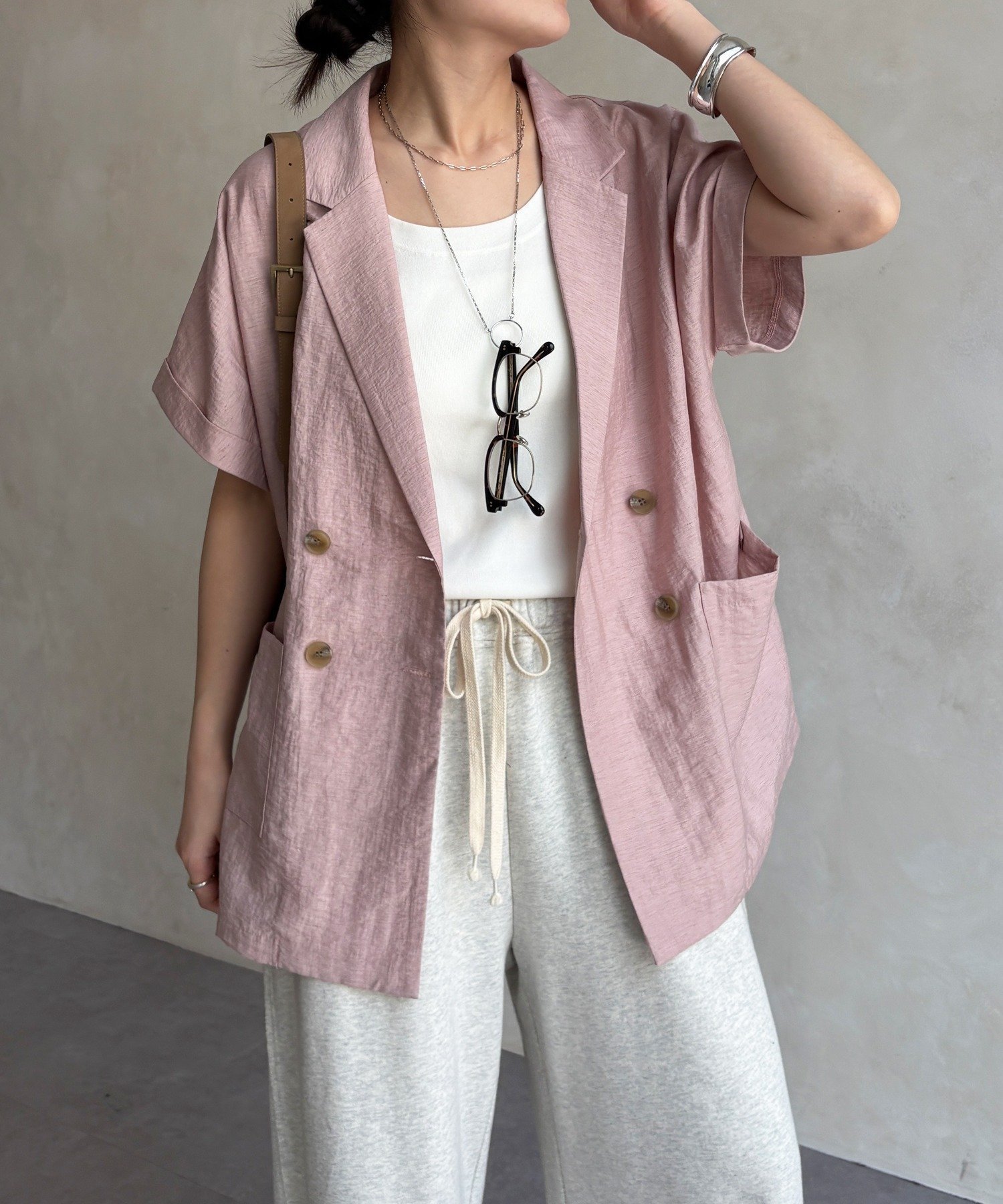 【ドゥドゥ/DouDou】の【WEB限定/セットアップ可能】ショートスリーブジャケット インテリア・キッズ・メンズ・レディースファッション・服の通販 founy(ファウニー) 　ファッション　Fashion　レディースファッション　Fashion for Women　アウター　Coat / Outerwear Collection　レディースジャケット・軽アウター　Jackets　シンプル　Simple, Minimal　ジャケット　Jacket, Outerwear　スマート　Smart, Elegant　セットアップ　Set-Up, Coordinated Outfit　雑誌　Magazine, Fashion Magazine　ハーフ　Half, Half-Length　バランス　Balance, Style Balance　リラックス　Relax, Relaxed Fit　ロング　Long, Long-Length　S/S・春夏　SS, Spring/Summer, Warm Season　再入荷　Restock / Back in Stock　おすすめ　Recommended / Our Picks　夏　Summer　エレガント 上品　Elegant　2026年　2026　2026春夏・S/S　Spring/Summer 2026 SS26　ピンク|ID: prp329100004975061 ipo3291000000037296302