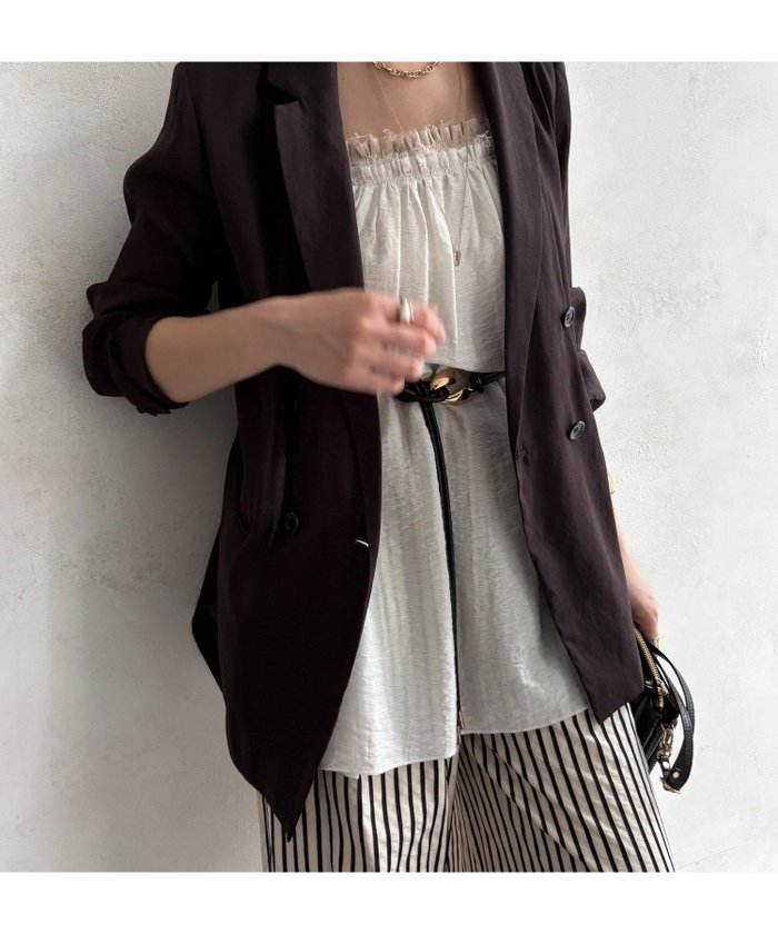 【ドゥドゥ/DouDou】のバックスリットシアーダブルジャケット インテリア・キッズ・メンズ・レディースファッション・服の通販 founy(ファウニー) https://founy.com/ ファッション Fashion レディースファッション Fashion for Women アウター Coat / Outerwear Collection レディースジャケット・軽アウター Jackets シアー Sheer, See-Through シンプル Simple, Minimal ジャケット Jacket, Outerwear スマート Smart, Elegant スリット Slit, Slit Detail S/S・春夏 SS, Spring/Summer, Warm Season 再入荷 Restock / Back in Stock 夏 Summer エレガント 上品 Elegant 2026年 2026 2026春夏・S/S Spring/Summer 2026 SS26 |ID: prp329100004975071 ipo3291000000037296335
