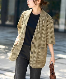 【コーエン/COEN】の【RONEL】ギンガムチェックハーフスリーブジャケット 大人の最旬トレンドファッション＆コーディネート founy(ファウニー) ファッション Fashion レディースファッション Fashion for Women アウター Coat / Outerwear Collection レディースジャケット・軽アウター Jackets ギンガム Gingham, Gingham Fabric サッカー Seersucker, Summer Fabric ジャケット Jacket, Outerwear スウェット / スエット Sweatshirt, Sweatwear セットアップ Set-Up, Coordinated Outfit チェック Check, Plaid, Tartan デニム Denim, Jeans Material プリント Print, Printed Pattern ボトム Bottoms, Lower Wear ポケット Pocket, Pocket Detail おすすめ Recommended / Our Picks 2026年 2026 2026春夏・S/S Spring/Summer 2026 SS26 |ID:prp329100004975079