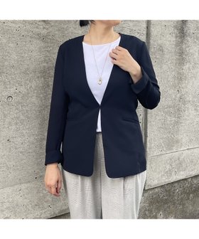 【アバハウスマヴィ/abahouse mavie】のノーカラーライトジャケット 大人の最旬トレンドファッション＆コーディネート founy(ファウニー) ファッション Fashion レディースファッション Fashion for Women アウター Coat / Outerwear Collection レディースジャケット・軽アウター Jackets ジャケット Jacket, Outerwear ノースリーブ Sleeveless, No-Sleeve バランス Balance, Style Balance フロント Front, Front Design ポケット Pocket, Pocket Detail 人気 Popular, Best Seller ビジネス 仕事 通勤 Business / Work / Commuting 夏 Summer |ID:prp329100004975091