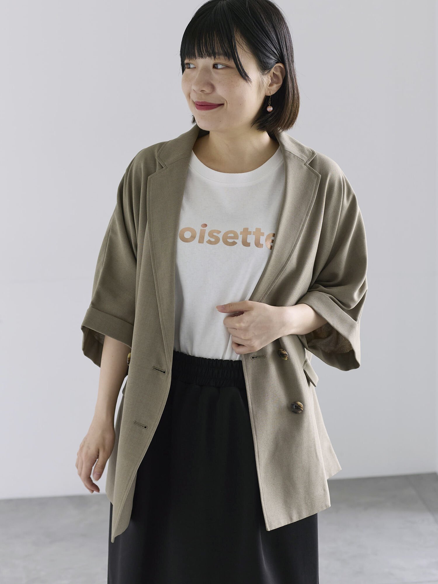 【サマンサモスモス/Samansa Mos2】のダブル釦5分袖ジャケット インテリア・キッズ・メンズ・レディースファッション・服の通販 founy(ファウニー) 　ファッション　Fashion　レディースファッション　Fashion for Women　アウター　Coat / Outerwear Collection　レディースジャケット・軽アウター　Jackets　ウォッシャブル　Machine Washable　クラシカル　Classical, Vintage-Inspired　ジャケット　Jacket, Outerwear　ダブル　Double, Double-Breasted　カーキ|ID: prp329100004975131 ipo3291000000037296589