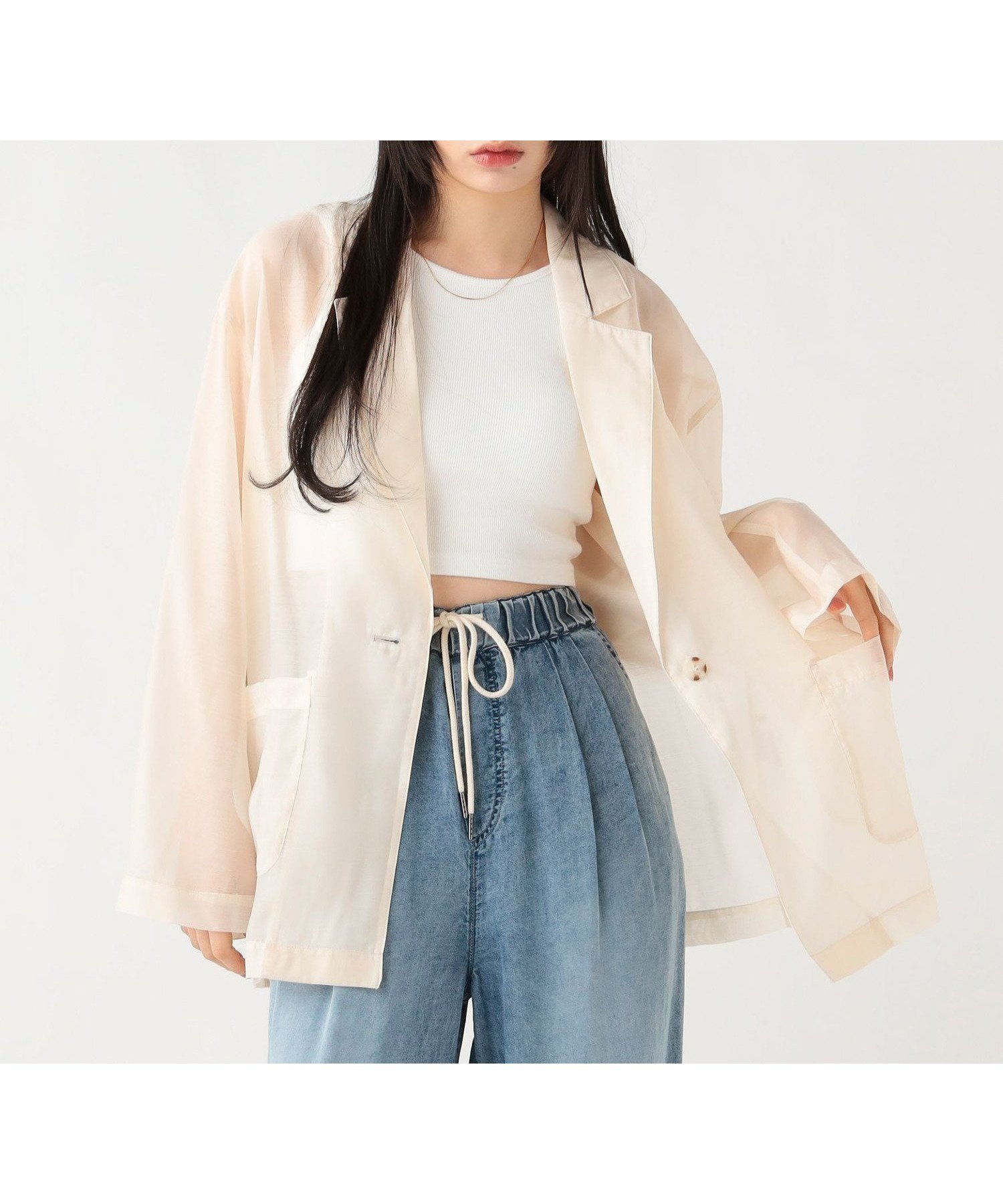 【ビームス ハート/BEAMS HEART】のシアー ルーズ ジャケット 26SS ウォッシャブル インテリア・キッズ・メンズ・レディースファッション・服の通販 founy(ファウニー) 　ファッション　Fashion　レディースファッション　Fashion for Women　アウター　Coat / Outerwear Collection　レディースジャケット・軽アウター　Jackets　ウォッシャブル　Machine Washable　春　Spring　キャミソール　Camisole, Spaghetti Strap Top　キャミワンピース　Cami Dress, Slip Dress　シアー　Sheer, See-Through　ショルダー　Shoulder, Shoulder Strap　ジャケット　Jacket, Outerwear　タンク　Tank Top, Sleeveless Top　デニム　Denim, Jeans Material　トレンド　Trend, Trending Now　ドロップ　Drop Shoulder, Dropped Style　長袖　Long Sleeve, Full Sleeve　ルーズ　Loose, Oversized　S/S・春夏　SS, Spring/Summer, Warm Season　おすすめ　Recommended / Our Picks　夏　Summer　2026年　2026　2026春夏・S/S　Spring/Summer 2026 SS26　BEIGE|ID: prp329100004975133 ipo3291000000037296596