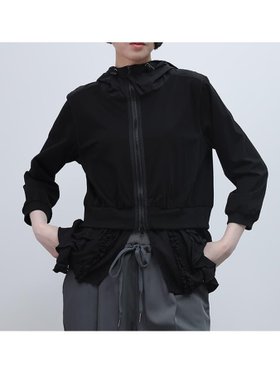 【ラシュッド/LASUD】のフリルヘムドッキングパーカー 大人の最旬トレンドファッション＆コーディネート founy(ファウニー) ファッション Fashion レディースファッション Fashion for Women トップス・カットソー Cut & Sew Tops レディースパーカー・カジュアルフーディー Casual Hoodies & Sweatshirts シフォン Chiffon, Lightweight Fabric ジップアップ Zip-Up, Full Zip チュール Tulip, Tulip Motif パーカー Hoodie, Parka フリル Frill, Ruffle フロント Front, Front Design |ID:prp329100004975151