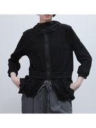 【ラシュッド/LASUD】のフリルヘムドッキングパーカー 大人の最旬トレンドファッション＆コーディネート founy(ファウニー) ファッション Fashion レディースファッション Fashion for Women トップス・カットソー Cut & Sew Tops レディースパーカー・カジュアルフーディー Casual Hoodies & Sweatshirts シフォン Chiffon, Lightweight Fabric ジップアップ Zip-Up, Full Zip チュール Tulip, Tulip Motif パーカー Hoodie, Parka フリル Frill, Ruffle フロント Front, Front Design thumbnail ブラック|ID: prp329100004975151 ipo3291000000037296661