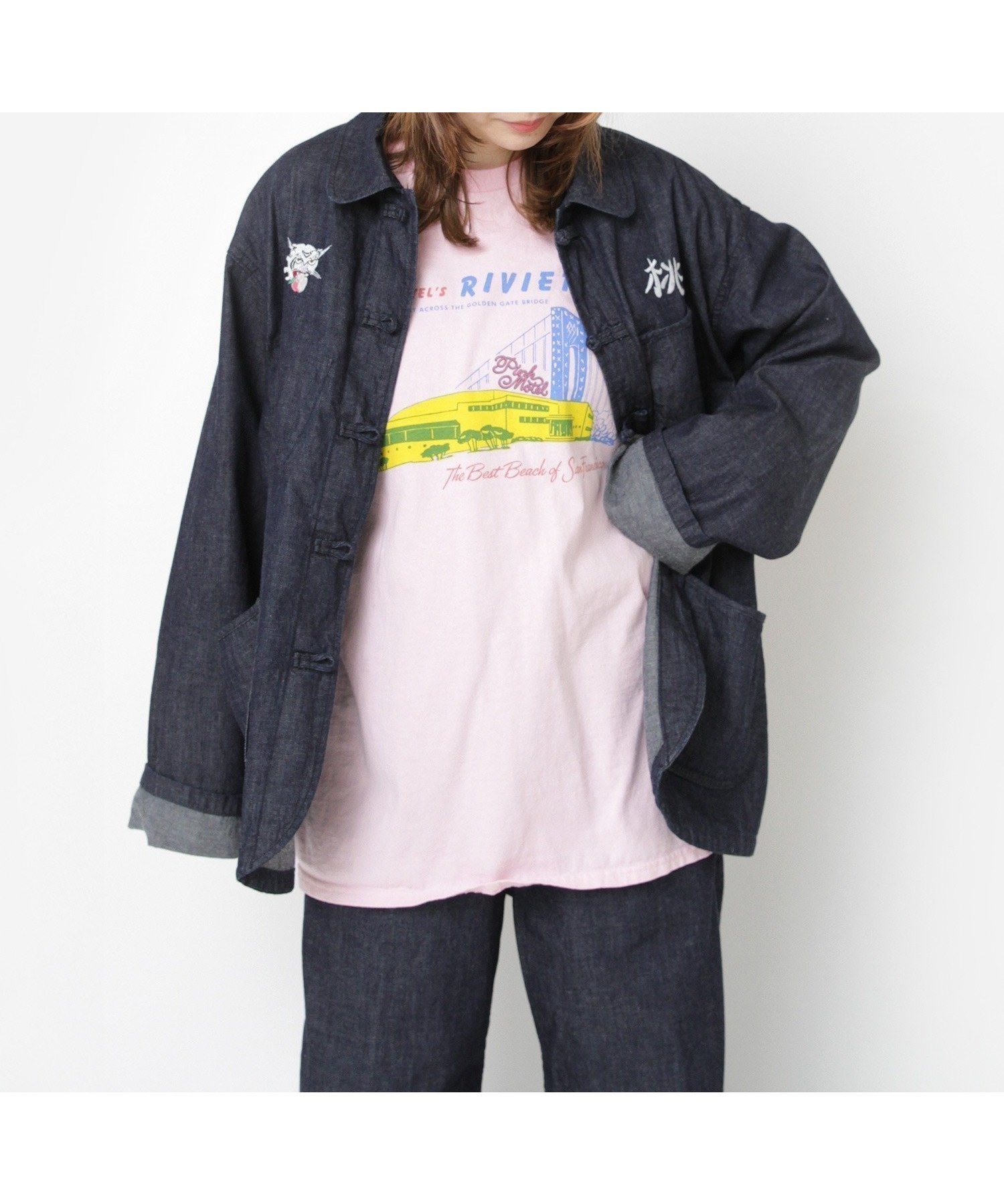 【アールエヌエー/RNA】のJ2167 PM桃虎ジャケット インテリア・キッズ・メンズ・レディースファッション・服の通販 founy(ファウニー) 　ファッション　Fashion　レディースファッション　Fashion for Women　アウター　Coat / Outerwear Collection　レディースジャケット・軽アウター　Jackets　おすすめ　Recommended / Our Picks　オックス　Oxford Fabric　コレクション　Collection, Seasonal Line　ジャケット　Jacket, Outerwear　スーツ　Suit, Formalwear　セットアップ　Set-Up, Coordinated Outfit　デニム　Denim, Jeans Material　ビンテージ　Vintage, Retro Style　フランス　France, French　ポケット　Pocket, Pocket Detail　モチーフ　Motif, Design Theme　ラウンド　Round, Round Neck　リラックス　Relax, Relaxed Fit　デニムワンウォッシュ|ID: prp329100004975183 ipo3291000000037296770