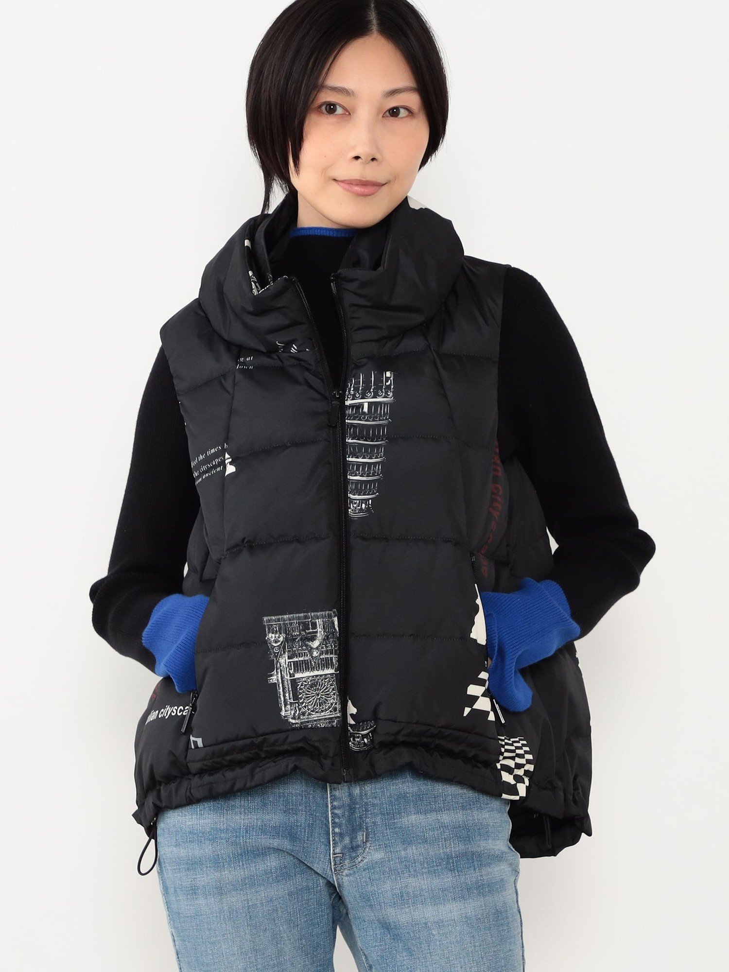 【ニコル クラブ/NICOLE CLUB】のチェス柄ダウンベスト インテリア・キッズ・メンズ・レディースファッション・服の通販 founy(ファウニー) 　ファッション　Fashion　レディースファッション　Fashion for Women　アウター　Coat / Outerwear Collection　トップス・カットソー　Cut & Sew Tops　ベスト&ジレ / 重ね着スタイル　Vests & Gilets　インナー　Innerwear　シンプル　Simple, Minimal　スタンド　Stand Collar, Upright Stand　スマート　Smart, Elegant　ダウン　Down, Puffer　トレンド　Trend, Trending Now　バランス　Balance, Style Balance　フェザー　Feather, Feather Detail　フォルム　Silhouette, Form　プリント　Print, Printed Pattern　ベスト　Vest, Waistcoat　ボトム　Bottoms, Lower Wear　ミックス　Mix, Mixed Style　リアル　Real, Realistic　49ブラック|ID: prp329100004975192 ipo3291000000037296800