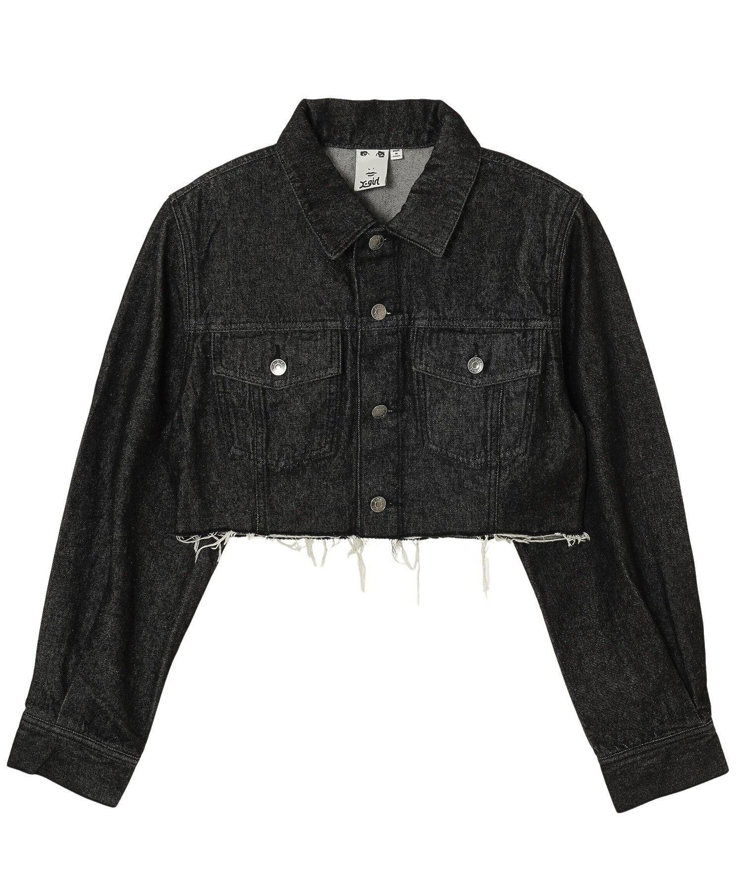 【エックスガール/X-girl】のOVERDYED DENIM JACKET インテリア・キッズ・メンズ・レディースファッション・服の通販 founy(ファウニー) 　ファッション　Fashion　レディースファッション　Fashion for Women　アウター　Coat / Outerwear Collection　レディースジャケット・軽アウター　Jackets　カットオフ　Cut-Off Design　クロップド　Cropped, Short Length　今季　This Season, Current Season　ショート　Short, Short Length　ジャケット　Jacket, Outerwear　セットアップ　Set-Up, Coordinated Outfit　デニム　Denim, Jeans Material　定番　Standard, Basic Item　フロント　Front, Front Design　ブリーチ　Bleach, Washed Finish　おすすめ　Recommended / Our Picks　BLACK|ID: prp329100004975201 ipo3291000000037296836