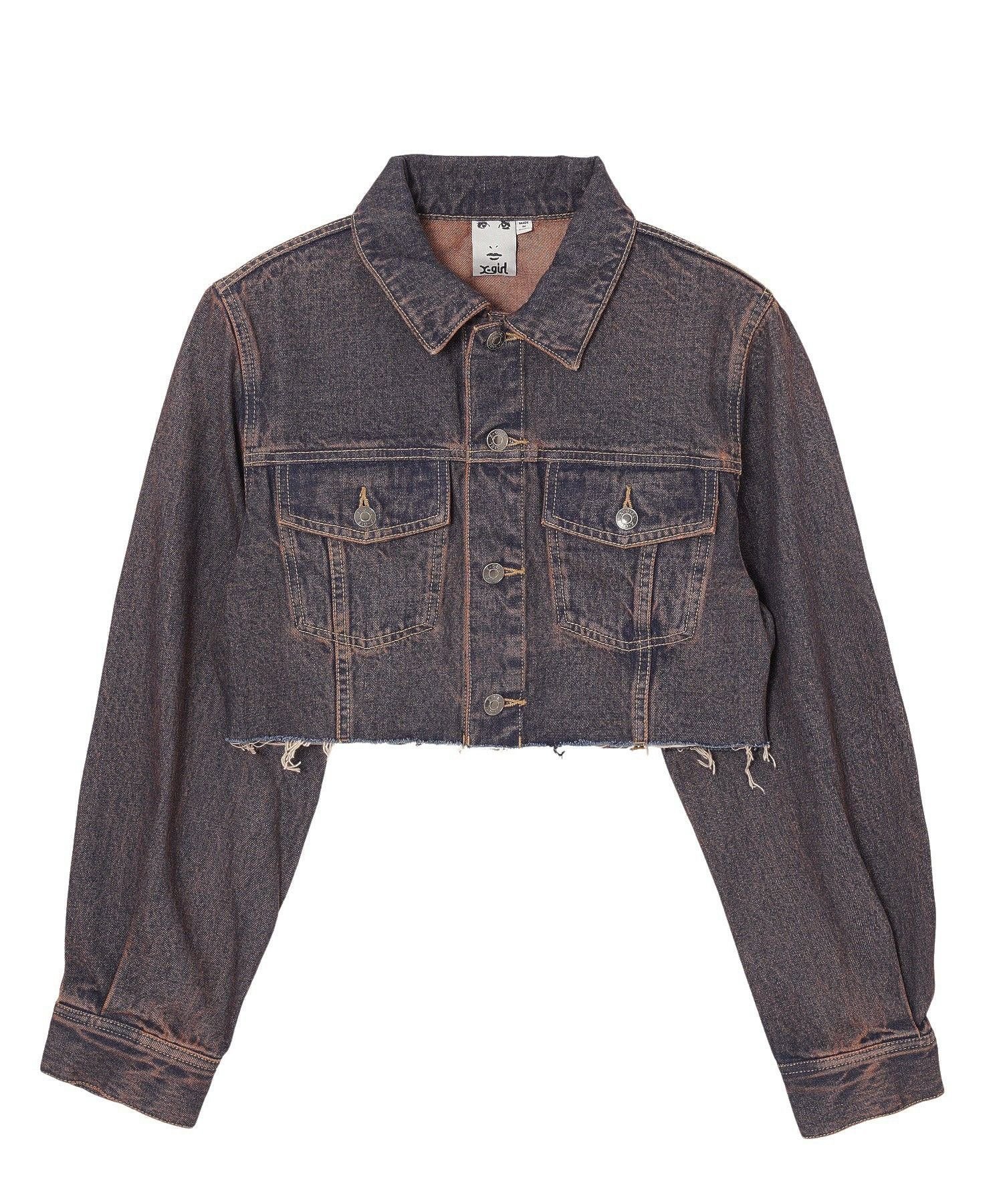 【エックスガール/X-girl】のOVERDYED DENIM JACKET インテリア・キッズ・メンズ・レディースファッション・服の通販 founy(ファウニー) 　ファッション　Fashion　レディースファッション　Fashion for Women　アウター　Coat / Outerwear Collection　レディースジャケット・軽アウター　Jackets　カットオフ　Cut-Off Design　クロップド　Cropped, Short Length　今季　This Season, Current Season　ショート　Short, Short Length　ジャケット　Jacket, Outerwear　セットアップ　Set-Up, Coordinated Outfit　デニム　Denim, Jeans Material　定番　Standard, Basic Item　フロント　Front, Front Design　ブリーチ　Bleach, Washed Finish　おすすめ　Recommended / Our Picks　PINK|ID: prp329100004975201 ipo3291000000037296837