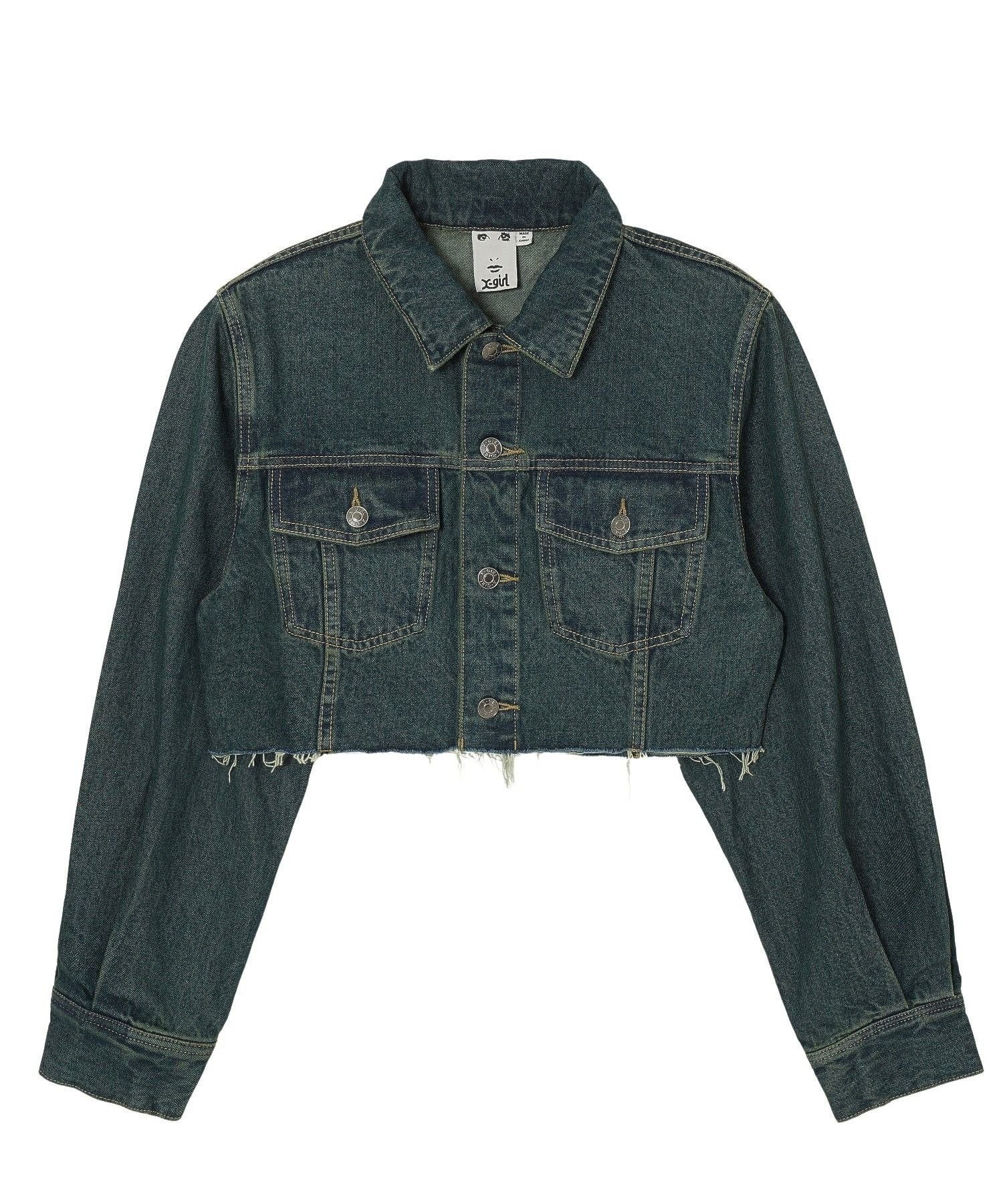 【エックスガール/X-girl】のOVERDYED DENIM JACKET インテリア・キッズ・メンズ・レディースファッション・服の通販 founy(ファウニー) 　ファッション　Fashion　レディースファッション　Fashion for Women　アウター　Coat / Outerwear Collection　レディースジャケット・軽アウター　Jackets　カットオフ　Cut-Off Design　クロップド　Cropped, Short Length　今季　This Season, Current Season　ショート　Short, Short Length　ジャケット　Jacket, Outerwear　セットアップ　Set-Up, Coordinated Outfit　デニム　Denim, Jeans Material　定番　Standard, Basic Item　フロント　Front, Front Design　ブリーチ　Bleach, Washed Finish　おすすめ　Recommended / Our Picks　INDIGO|ID: prp329100004975201 ipo3291000000037296838
