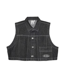 【エックスガール/X-girl】のSLEEVELESS CROPPED JACKET 大人の最旬トレンドファッション＆コーディネート founy(ファウニー) ファッション Fashion レディースファッション Fashion for Women アウター Coat / Outerwear Collection レディースジャケット・軽アウター Jackets クロップド Cropped, Short Length ショート Short, Short Length ジャケット Jacket, Outerwear セットアップ Set-Up, Coordinated Outfit デニム Denim, Jeans Material ビッグ Big, Oversized ベスト Vest, Waistcoat ベーシック Basic, Essential ワイド Wide, Wide Fit 夏 Summer |ID:prp329100004975203