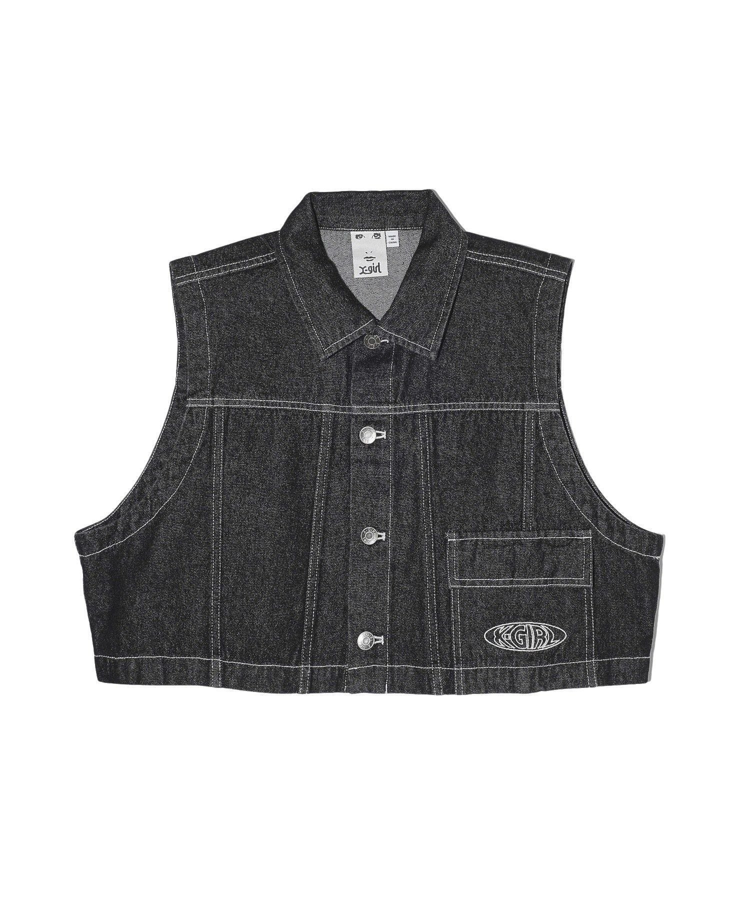 【エックスガール/X-girl】のSLEEVELESS CROPPED JACKET 大人の最旬トレンドファッション＆コーディネート founy(ファウニー) 　ファッション　Fashion　レディースファッション　Fashion for Women　アウター　Coat / Outerwear Collection　レディースジャケット・軽アウター　Jackets　クロップド　Cropped, Short Length　ショート　Short, Short Length　ジャケット　Jacket, Outerwear　セットアップ　Set-Up, Coordinated Outfit　デニム　Denim, Jeans Material　ビッグ　Big, Oversized　ベスト　Vest, Waistcoat　ベーシック　Basic, Essential　ワイド　Wide, Wide Fit　夏　Summer　 other-1|ID: prp329100004975203 ipo3291000000037296843