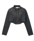 【エックスガール/X-girl】のZIP UP STAND COLLAR DENIM JACKET 大人の最旬トレンドファッション＆コーディネート founy(ファウニー) ファッション Fashion レディースファッション Fashion for Women アウター Coat / Outerwear Collection レディースジャケット・軽アウター Jackets コンパクト Compact, Small Size シャーリング Shirring, Ruched ショート Short, Short Length ジャケット Jacket, Outerwear スポーツ Sports, Activewear セットアップ Set-Up, Coordinated Outfit デニム Denim, Jeans Material おすすめ Recommended / Our Picks thumbnail BLACK|ID: prp329100004975205 ipo3291000000037296850