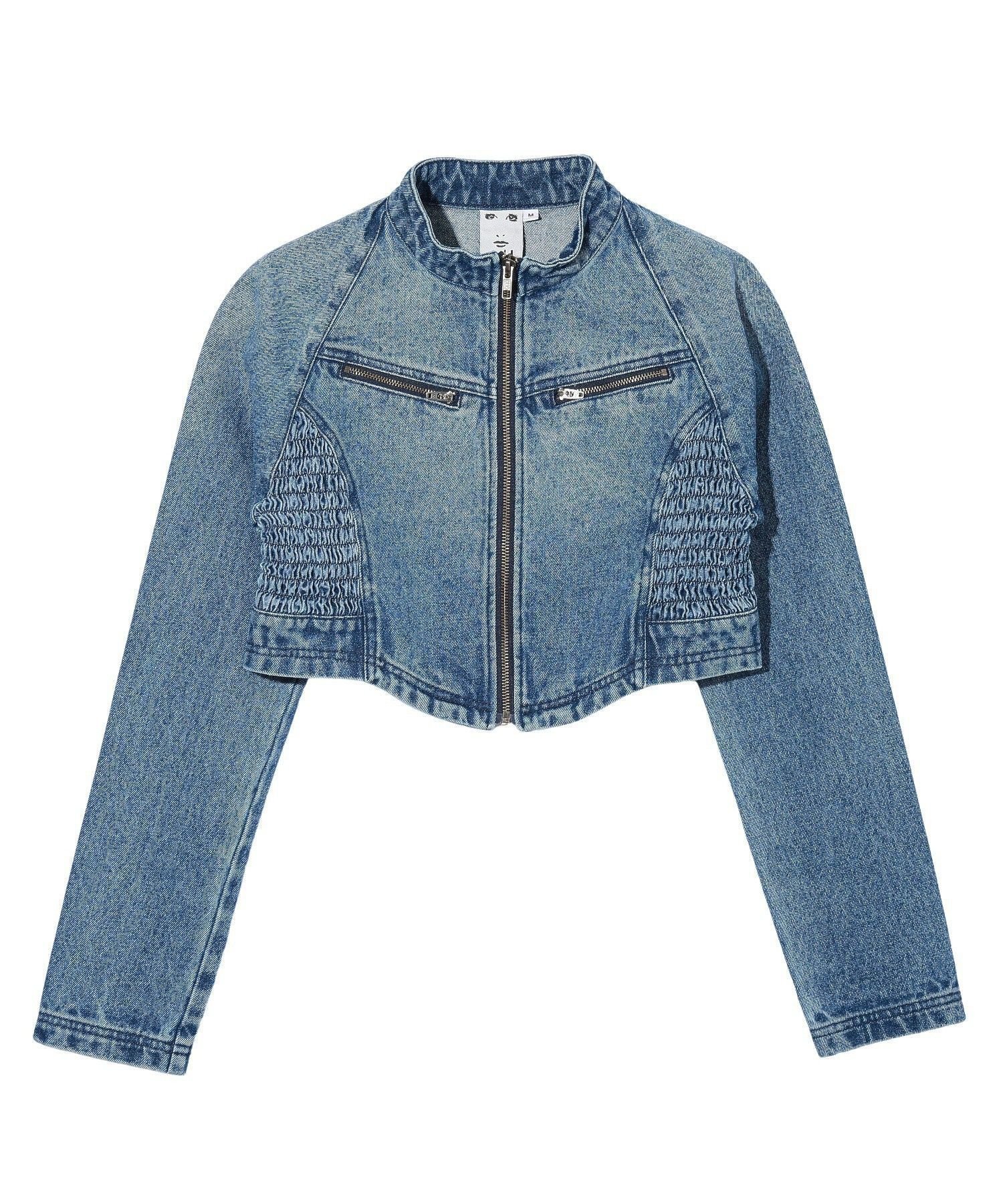 【エックスガール/X-girl】のZIP UP STAND COLLAR DENIM JACKET インテリア・キッズ・メンズ・レディースファッション・服の通販 founy(ファウニー) 　ファッション　Fashion　レディースファッション　Fashion for Women　アウター　Coat / Outerwear Collection　レディースジャケット・軽アウター　Jackets　コンパクト　Compact, Small Size　シャーリング　Shirring, Ruched　ショート　Short, Short Length　ジャケット　Jacket, Outerwear　スポーツ　Sports, Activewear　セットアップ　Set-Up, Coordinated Outfit　デニム　Denim, Jeans Material　おすすめ　Recommended / Our Picks　INDIGO|ID: prp329100004975205 ipo3291000000037296851