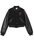 【エックスガール/X-girl】のBABY STADIUM JACKET 大人の最旬トレンドファッション＆コーディネート founy(ファウニー) ファッション Fashion レディースファッション Fashion for Women アウター Coat / Outerwear Collection レディースジャケット・軽アウター Jackets コンパクト Compact, Small Size 今季 This Season, Current Season シンプル Simple, Minimal ジャケット Jacket, Outerwear デニム Denim, Jeans Material フロント Front, Front Design 無地 Plain, Solid Color thumbnail BLACK|ID: prp329100004975209 ipo3291000000037296862