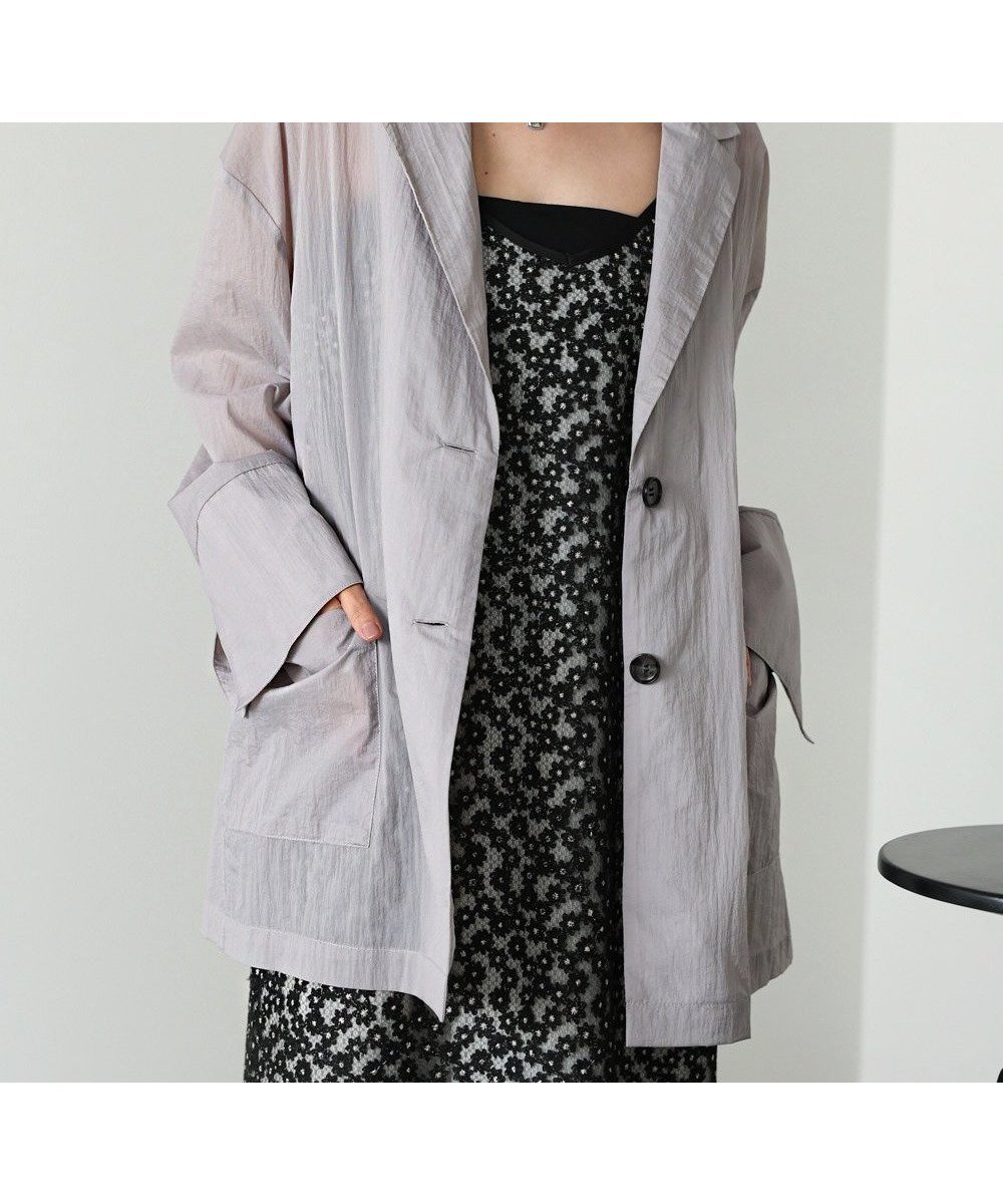 【バブ ブージュルード/Bab Bou Jeloud】のエアリーセミシアージャケット インテリア・キッズ・メンズ・レディースファッション・服の通販 founy(ファウニー) 　ファッション　Fashion　レディースファッション　Fashion for Women　アウター　Coat / Outerwear Collection　レディースジャケット・軽アウター　Jackets　キャミソール　Camisole, Spaghetti Strap Top　シアー　Sheer, See-Through　スマート　Smart, Elegant　スラックス　Slacks, Dress Pants　タンク　Tank Top, Sleeveless Top　ダウン　Down, Puffer　チェック　Check, Plaid, Tartan　デニム　Denim, Jeans Material　リラックス　Relax, Relaxed Fit　再入荷　Restock / Back in Stock　おすすめ　Recommended / Our Picks　夏　Summer　L.GRAY|ID: prp329100004975219 ipo3291000000037296895